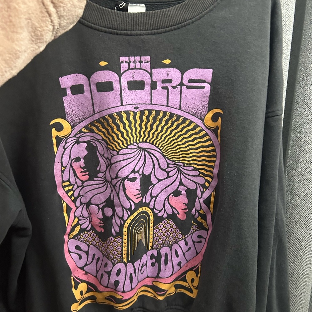 H&M Black Sweatshirt with Pink and Yellow Graphic